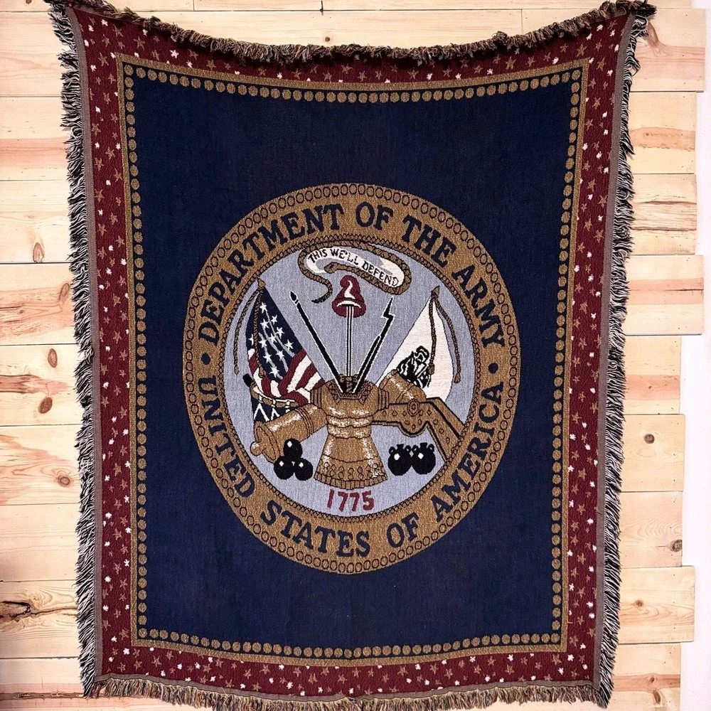 US Army‎ Seal Woven Tapestry Throw Blanket 62x50 Military Wall Hanging